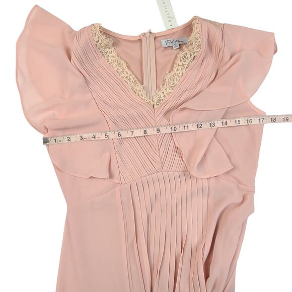 Baltic Born Polagram Dress Pink Size Small Maxi Lace Pleated Short Sleeve Flowy - Picture 3 of 4